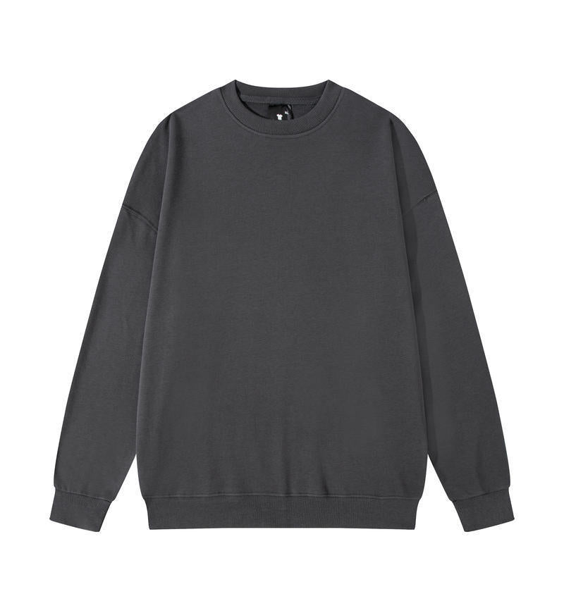 Men's Solid Color Pullover Sweatshirt Loose Round-neck Top Couple College Style Solid Color Clothes