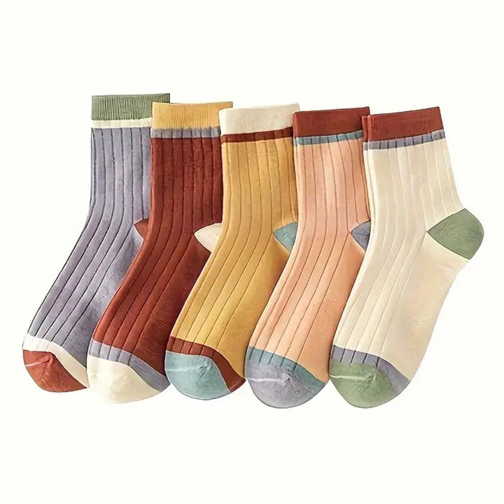 Candy Color Matching Striped Contrast Color Tube Socks