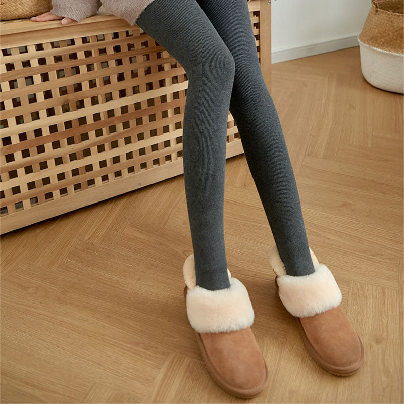 High Waist Stripes Leggings Winter Warm Thick High Stretch Imitation-cashmere Trousers Skinny Fitness Woman Pants