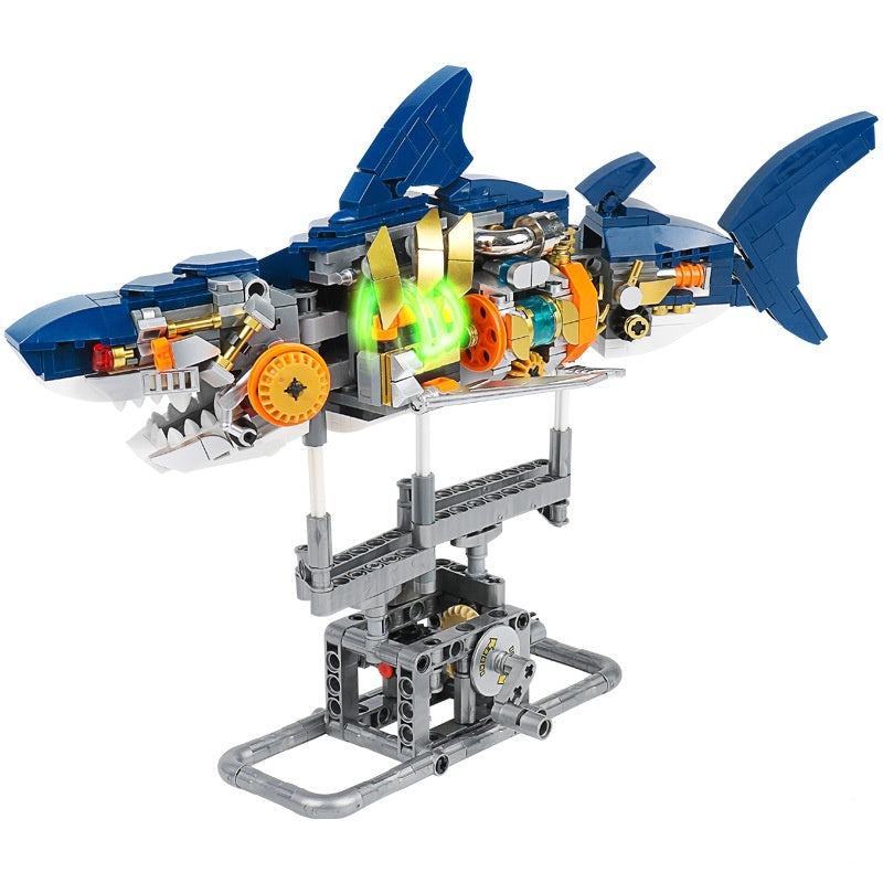 Small Particle Building Blocks Mechanical Shark Assembling Toys