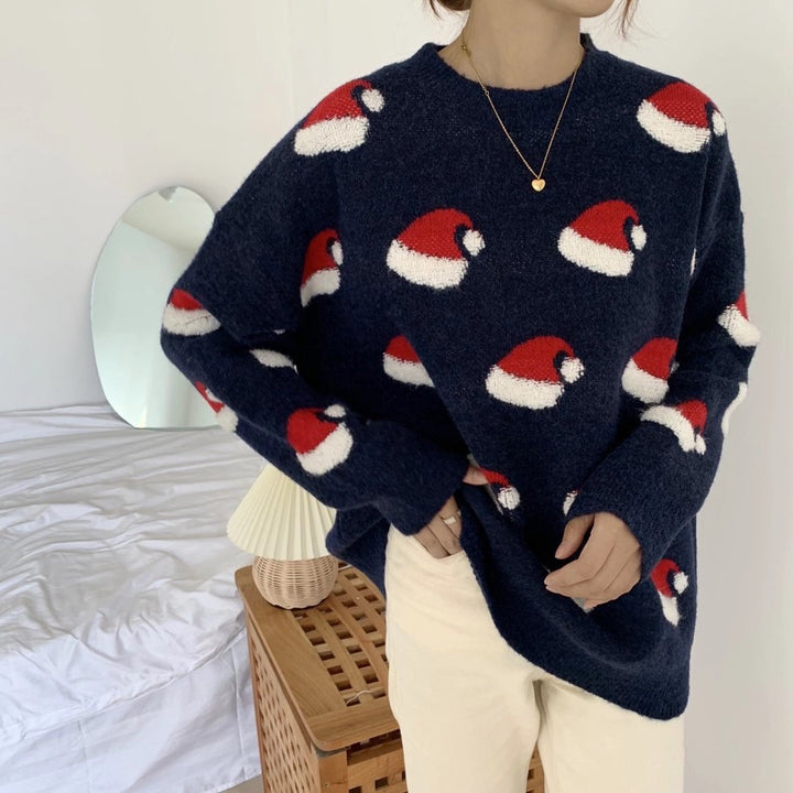 European And American Knitwear Autumn And Winter Pullover Round Neck Snowflake Christmas Sweater